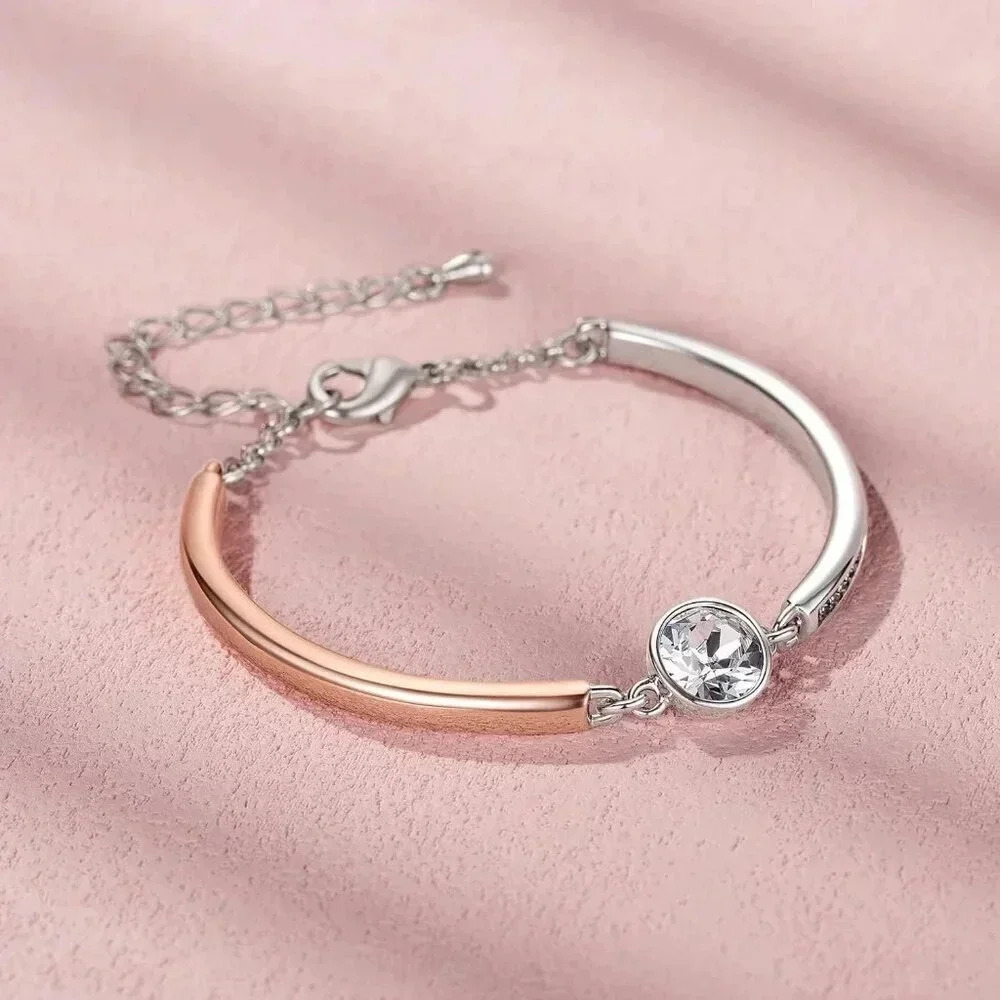 18K Rose Gold Plated Bracelets for Women with Cubic Zirconia 2.5cm CZ, Size  7 " - Picture 7 of 7